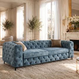 Canapele - Canapea design Chesterfield, Catifea, Petrol, MODERN BAROCK