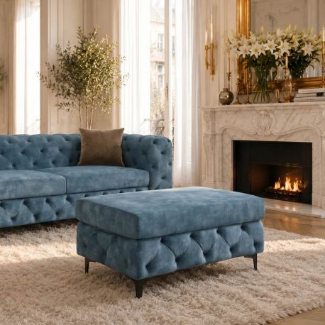 Banchete-Tabureti - Bancheta design Chesterfield, Catifea, Petrol, MODERN BAROCK