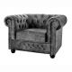 Fotolii - Fotoliu clasic stil englezesc Chesterfield, catifea gri antic
