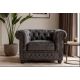 Fotolii - Fotoliu clasic stil englezesc Chesterfield, catifea gri antic