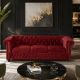 Canapea clasica stil englezesc CHESTERFIELD 205cm, catifea rosie
