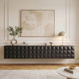 Comode - Comoda TV suspendata cu model 3D Vulcano 160cm Mango negru