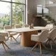 Mese dining - Masa dining Ceramica travertin, Furnir stejar, UNIQUE 200cm