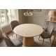 Mese dining - Masa rotunda Ceramica travertin, Furnir stejar, UNIQUE 120cm