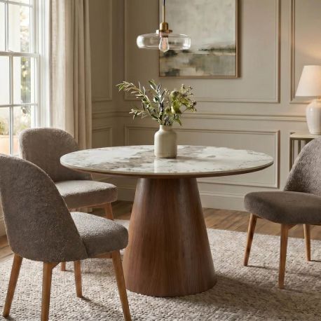 Mese dining - Masa rotunda cu blat ceramic UNIQUE 120cm