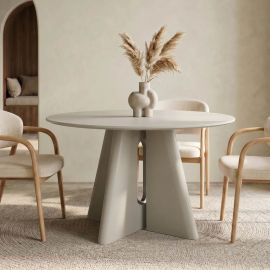 Mese dining - Masa rotunda ORGANIKO 120cm greige bej
