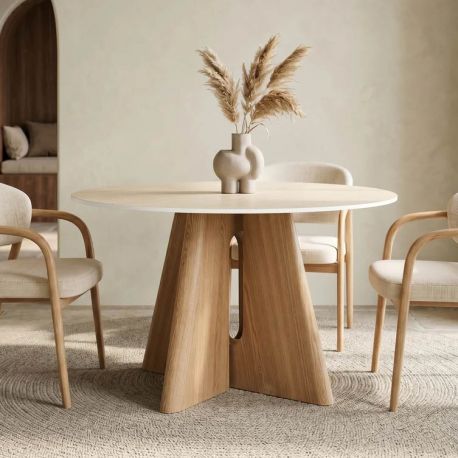 Mese dining - Masa rotunda cu blat ceramic ORGANIKO 120cm