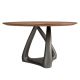 Mese dining - Masa rotunda din lemn furniruit si fibra de sticla Walnut 150cm