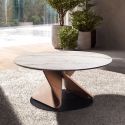 Masuta de cafea rotunda Porcelain Marble Walnut