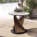 Masuta auxiliara rotunda Porcelain Marble Walnut