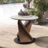 Masuta auxiliara rotunda Porcelain Marble Walnut