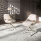 Scaune - Scaun modern pivotant material textil Off-white and cream