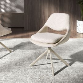 Scaune - Scaun modern pivotant material textil Off-white and cream