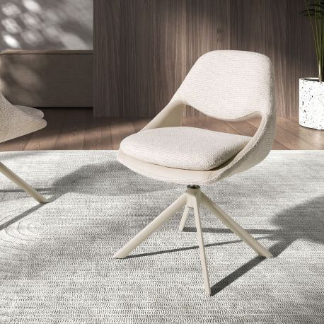 Scaune - Scaun modern pivotant material textil Off-white and cream
