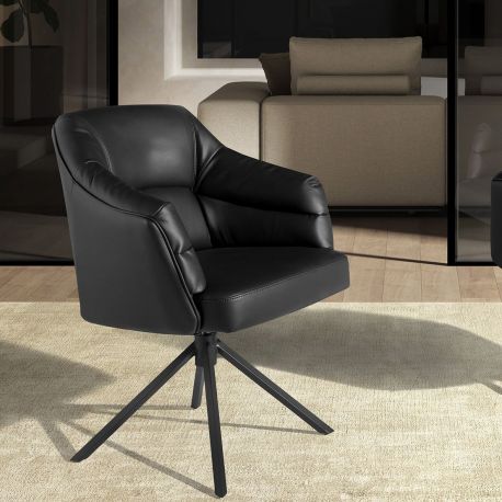 Scaune - Scaun modern pivotant piele sintetica Black