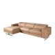 Coltare - Coltar LUX design italian cu sezlong stanga Piele Naturala, Brown