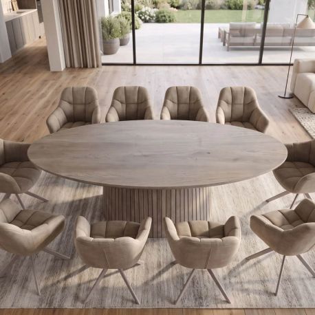 Mese dining - Masa sufragerie ART DECO 220cm lemn masiv de mango, gri fumuriu