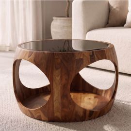 Masute Living - Masuta de cafea rotunda ORGANIC LOOP 60cm Sheesham
