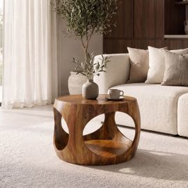 Masute Living - Masuta de cafea rotunda ORGANIC LOOP 60cm Sheesham