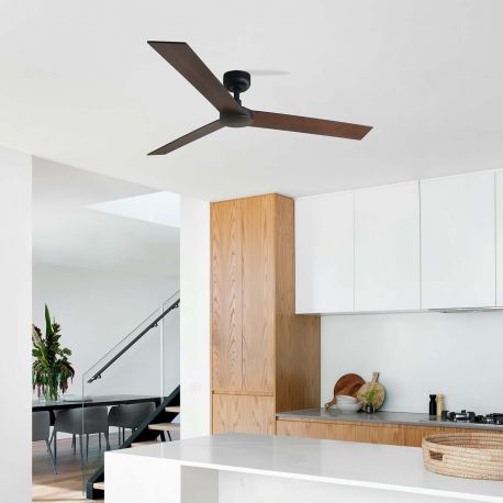 Lustre cu ventilator - Ventilator cu telecomanda RUDDER 3 L negru/nuc