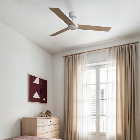 Lustre cu ventilator - Ventilator cu telecomanda RUDDER 3 S alb/frasin
