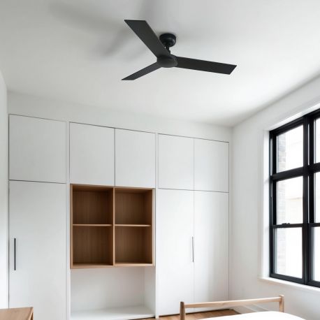 Lustre cu ventilator - Ventilator cu telecomanda RUDDER 3 S negru/nuc