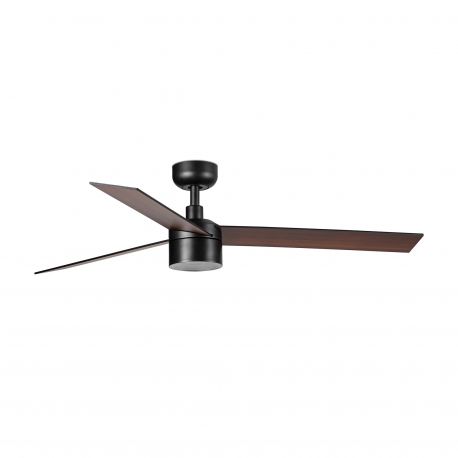 Lustre cu ventilator - Lustra LED cu Ventilator tavan cu telecomanda RUDDER TEK 3 L negru/nuc 3000K