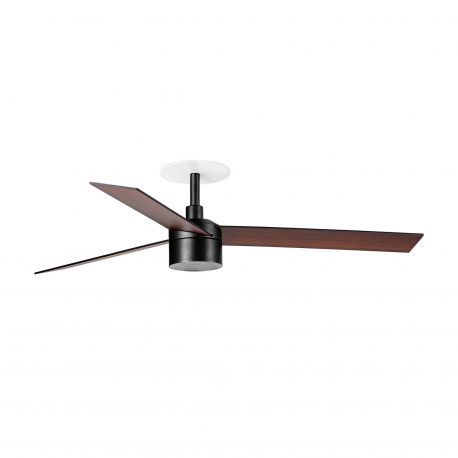 Lustre cu ventilator - Lustra LED cu Ventilator incastrabil tavan cu telecomanda RUDDER TEK 3 L negru/nuc 3000K