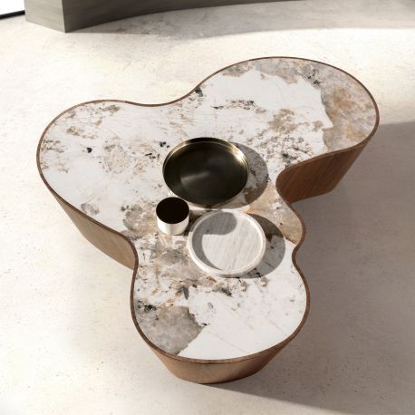 Masute Living - Masuta de cafea cu forme organice Porcelain Marble Walnut