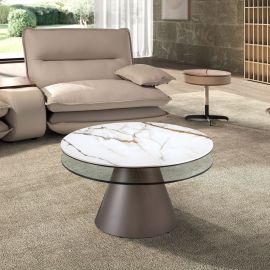 Masute Living - Masuta extensibila design LUX Porcelain marble/ Silver-grey