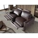 Canapele - Canapea 3 locuri, functie relax, tapitat cu piele Chocolate Brown