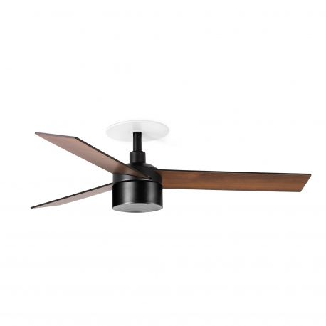 Lustre cu ventilator - Lustra LED cu Ventilator incastrabil tavan cu telecomanda RUDDER TEK 3 S negru/nuc 2700K
