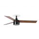 Lustre cu ventilator - Lustra LED cu Ventilator incastrabil tavan cu telecomanda RUDDER TEK 3 S negru/nuc 4000K