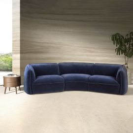 Canapele - Canapea 3 locuri modern LUX, tapitat cu catifea Albastru inchis