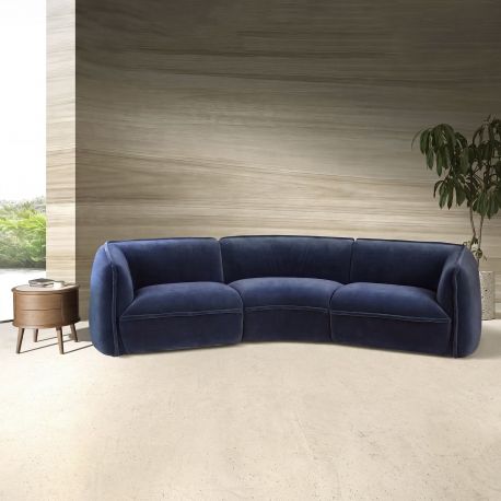 Canapele - Canapea 3 locuri modern LUX, tapitat cu catifea Albastru inchis