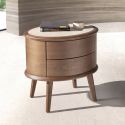 Noptiera LUX din lemn furniruit si piele Walnut