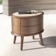 Noptiere - Noptiera LUX din lemn furniruit si piele Walnut