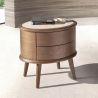 Noptiera LUX din lemn furniruit si piele Walnut