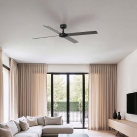 Lustre cu ventilator - Ventilator tavan cu telecomanda RUDDER 4 L negru/nuc