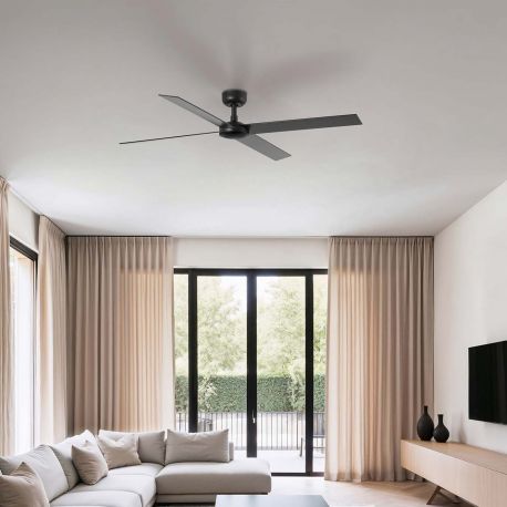 Lustre cu ventilator - Ventilator tavan cu telecomanda RUDDER 4 L negru/nuc