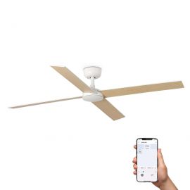 Lustre cu ventilator - Ventilator tavan smart sistem TUYA si telecomanda RUDDER 4 L alb/frasin