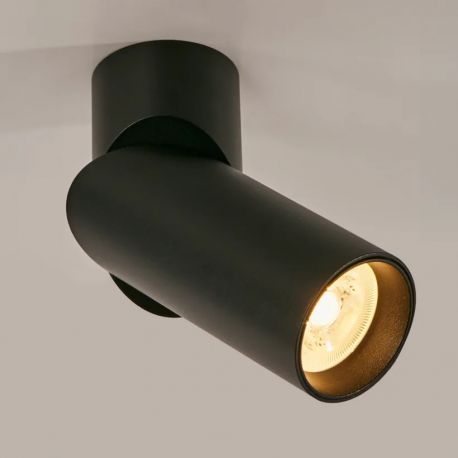 Plafoniere cu spoturi, Spoturi aplicate - Spot aplicat directionabil cu bec GU10 Swivel negru