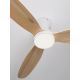 Lustre cu ventilator - Lustra LED cu Ventilator si telecomanda NELLY D-132cm alb/ lemn natur
