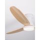 Lustre cu ventilator - Lustra LED cu Ventilator si telecomanda NELLY D-132cm alb/ lemn natur