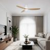 Lustra LED cu Ventilator si telecomanda NELLY D-132cm alb/ lemn natur