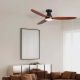 Lustre cu ventilator - Lustra LED cu Ventilator si telecomanda NELLY D-132cm negru/ lemn inchis