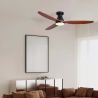 Lustra LED cu Ventilator si telecomanda NELLY D-132cm negru/ lemn inchis