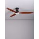Lustre cu ventilator - Lustra LED cu Ventilator si telecomanda NELLY D-132cm negru/ lemn inchis