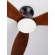 Lustre cu ventilator - Lustra LED cu Ventilator si telecomanda NELLY D-132cm negru/ lemn inchis