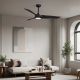 Lustre cu ventilator - Lustra LED cu Ventilator si telecomanda FARGO D-132cm negru